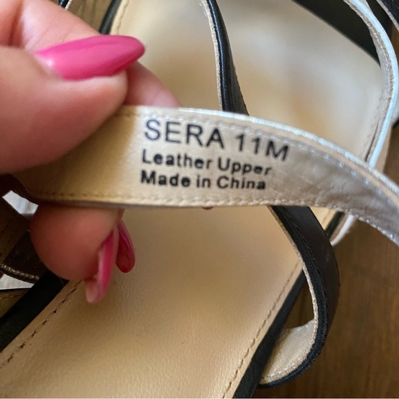 Botkier Sera Caged Black Leather Chunky Edgy Strappy Slingback Sandal Heel SZ 11 - Picture 9 of 14